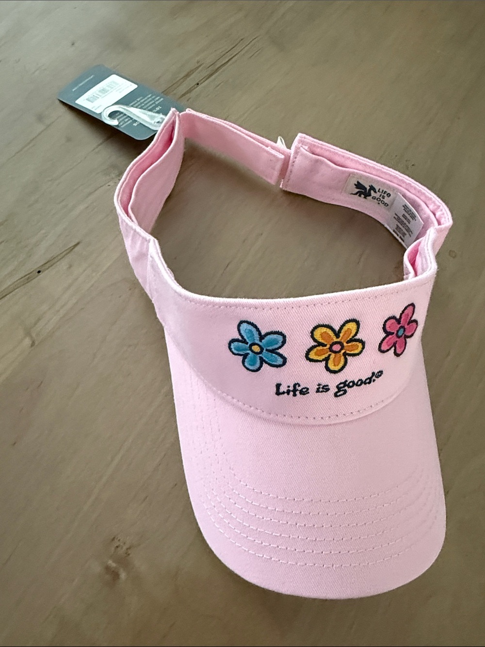 Life Is Good Pink Floral Embroidered Visor